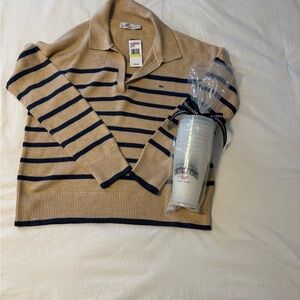 NWT! Bundle of Vineyard Vines Women’s Polo Sweater & Gift Set of 10 Tumblers